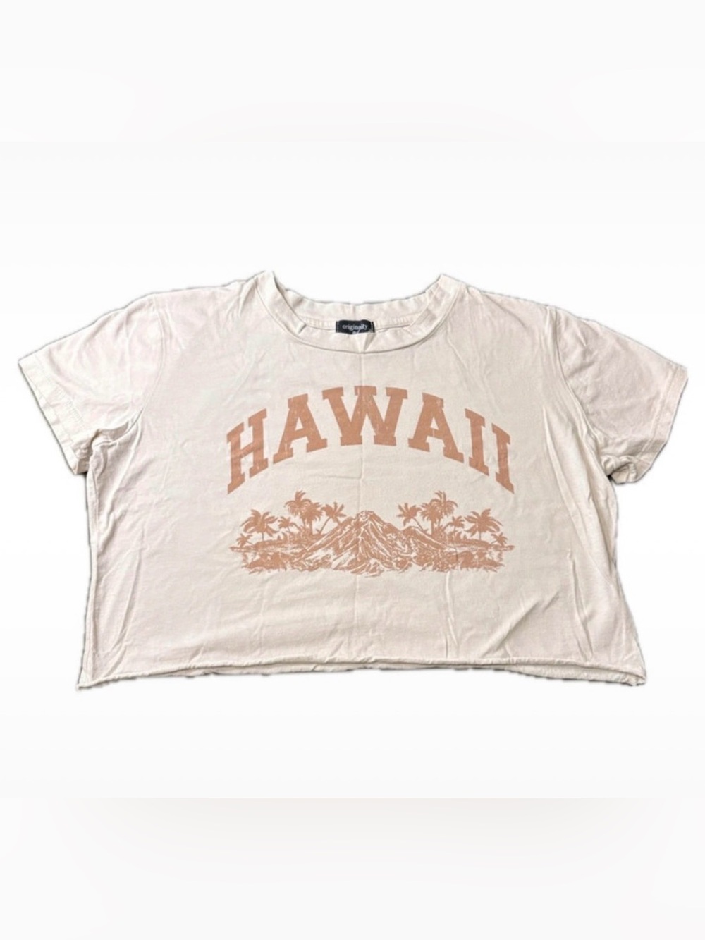 Hawaii Graphic Crop Tee in Cream